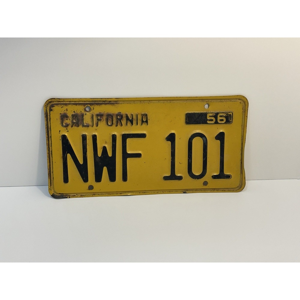 1956 California Vintage Original license plate NWF 101 car/vehicle Tag